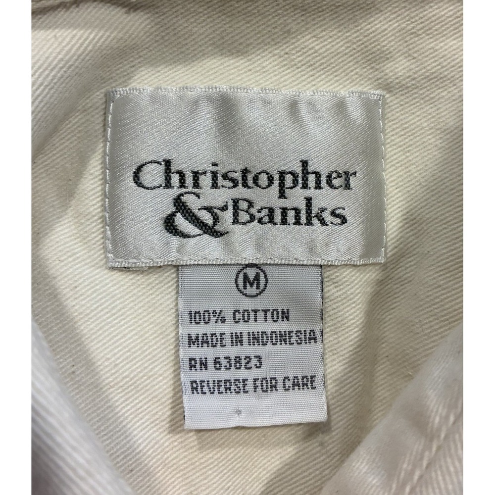 Vintage Christopher & Banks Embroidered Floral Button Up Grandma core Cottage M - Picture 5 of 5